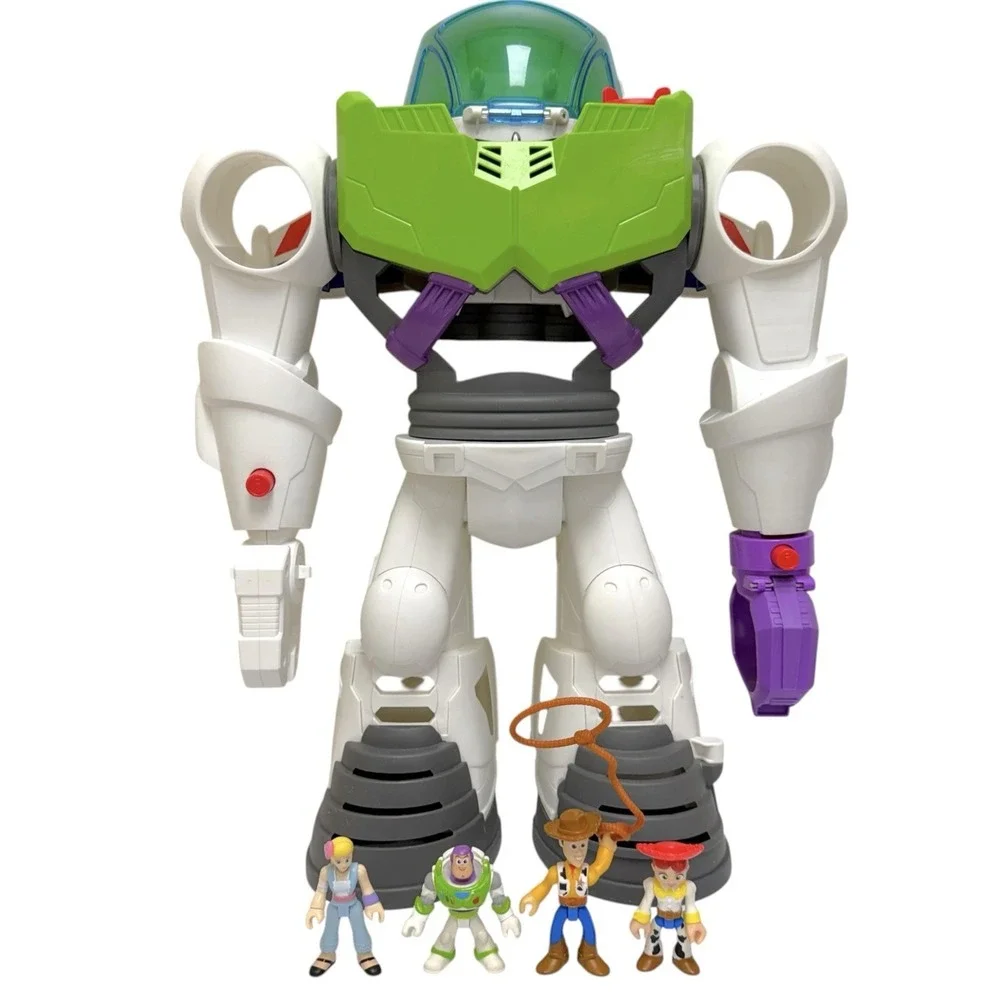 Disney Pixar Imaginext Buzz Lightyear Robot Mech Detachable Space Ship W/ 4 Figs